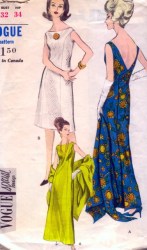 5854 1950-60 VOGUE BK WRAP LONG EVENING DRESS,STOLE PATTERN 16